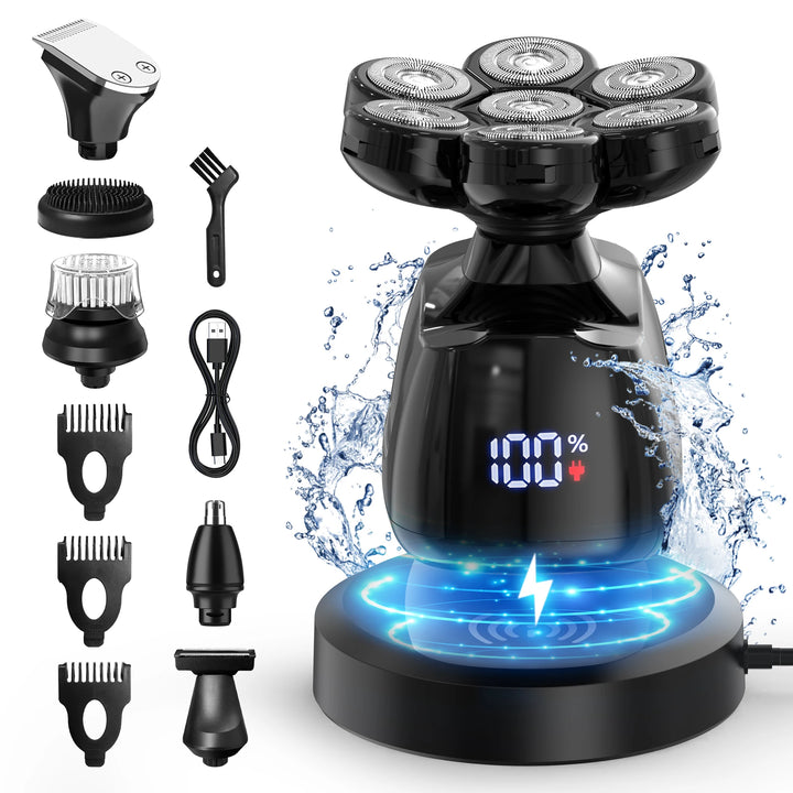 Sejoy 7D Electric Head Shaver for Bald Men - USB Rechargeable & Waterproof with LED Display