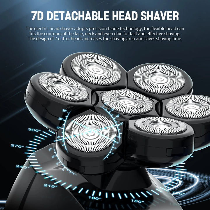 Sejoy 7D Electric Head Shaver for Bald Men - USB Rechargeable & Waterproof with LED Display