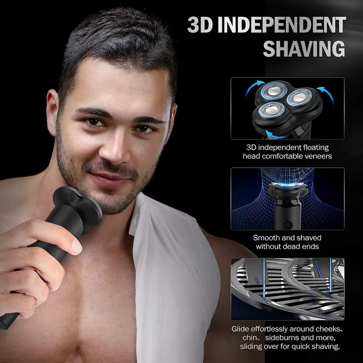 Sejoy Electric Shaver For Men Washable 3D Rotary Shaver For Home Business Trips And Travel USB Fast Charging Men Electric Razor